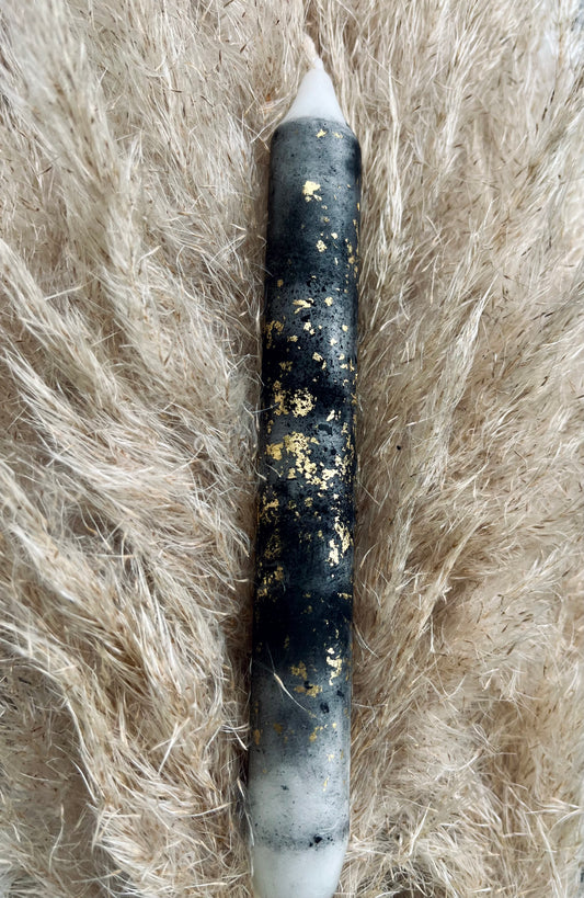 Ritualkerze Golden Eye mit Edel-Schungit & 24 Karat Blattgold